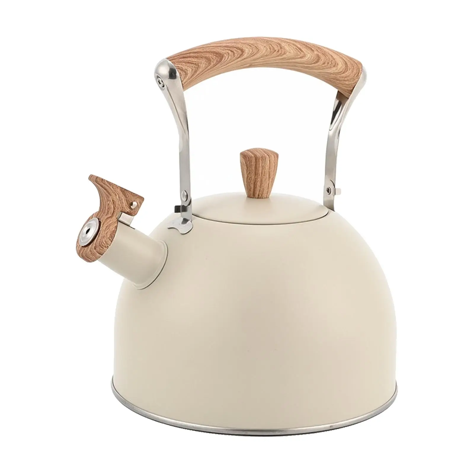 Whistling Stovetop Kettle Stainless Steel 3 Liter Teapot with Wood Grain Knob for Gas Stove and Induction Cooking