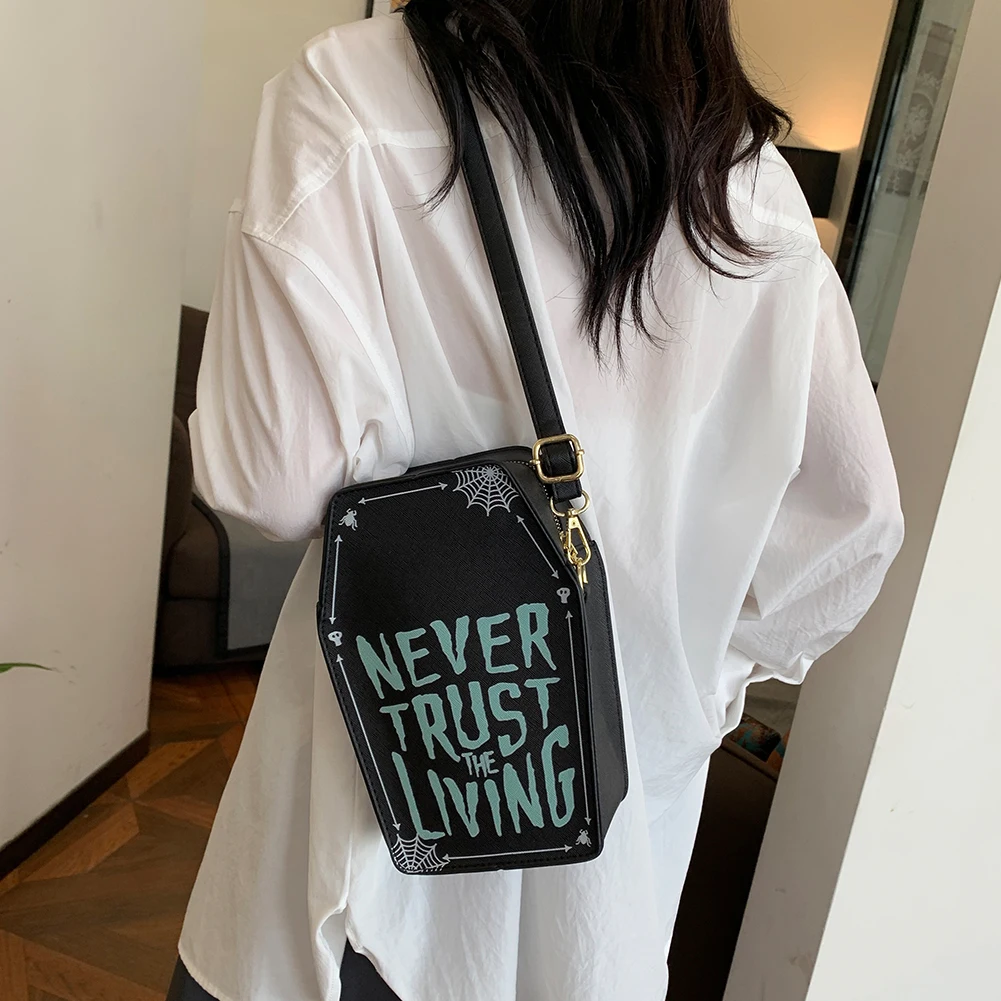 

Coffin Shape Shoulder Bag Women PU Leather Adjustable Strap Handbag Clutch Purse Phone Bag for Halloween Cosplay