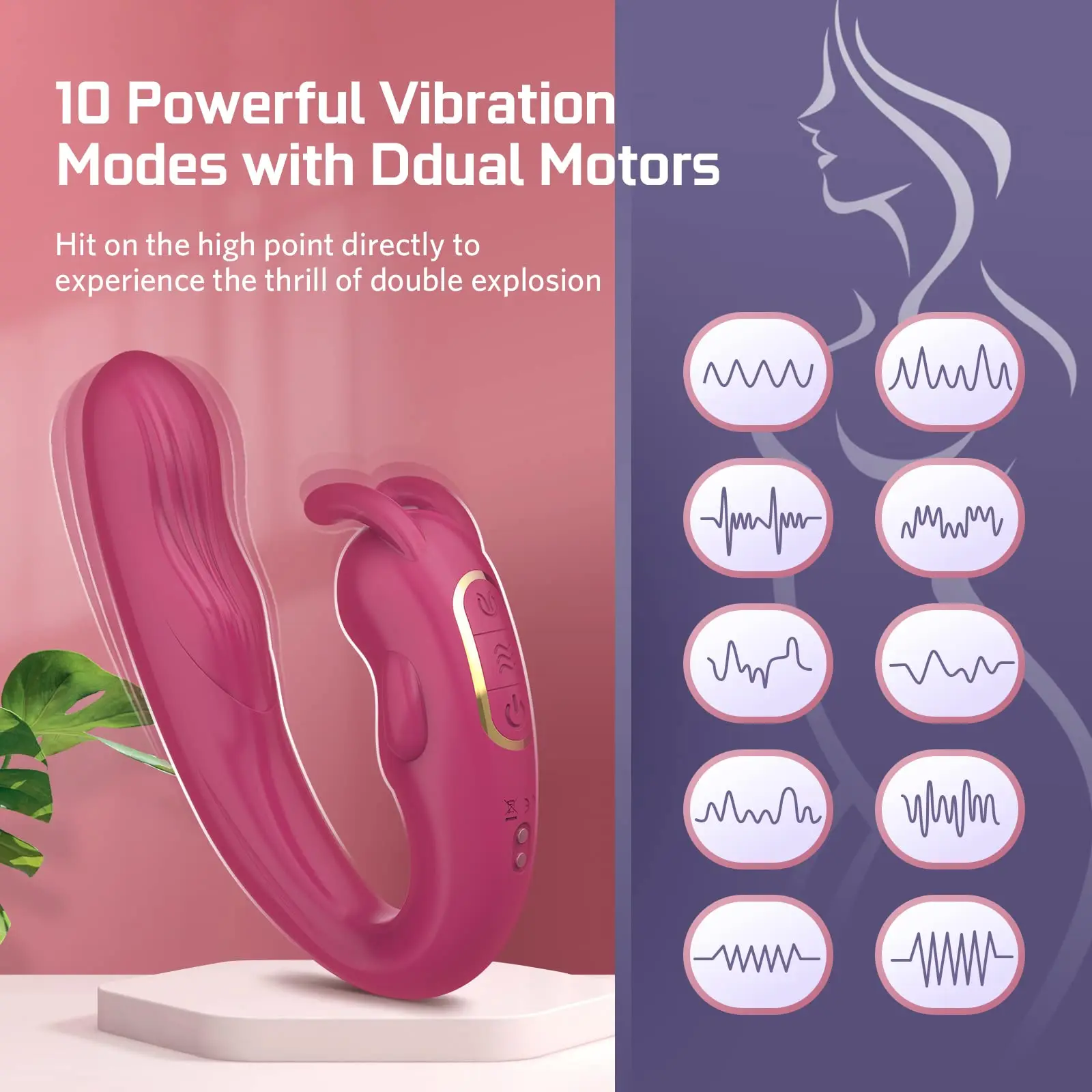 Konijn Dildo Vibrator Voor Vrouwen-Anale Dildo Vibrator Duwen Volwassen Seksspeeltje G Spot Clitoral Vibrator Met 10 Vibrerende Modi,