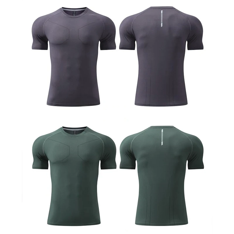 

Summer Running Gym Men Shirt Short Sleeve Tees Elastic Fit Sports Training Fitness Quick Dry Top Ice Silk Comfort T Shirt
