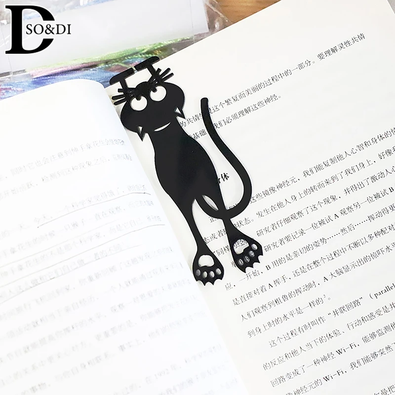 Creative Kawaii Versatile Hollowing Out Cat Bookmark Cartoon Animal Book Clip Pagination Mark Novelty Fashionable Stationery