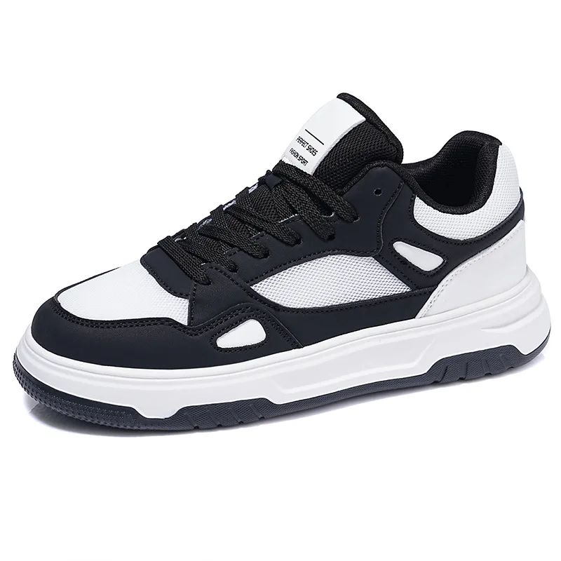 

Black White Cow Leather Sneakers for Men Fashion Casual New Designer Platform Shoes Male Spring Autumn Sports Board Shoes Man