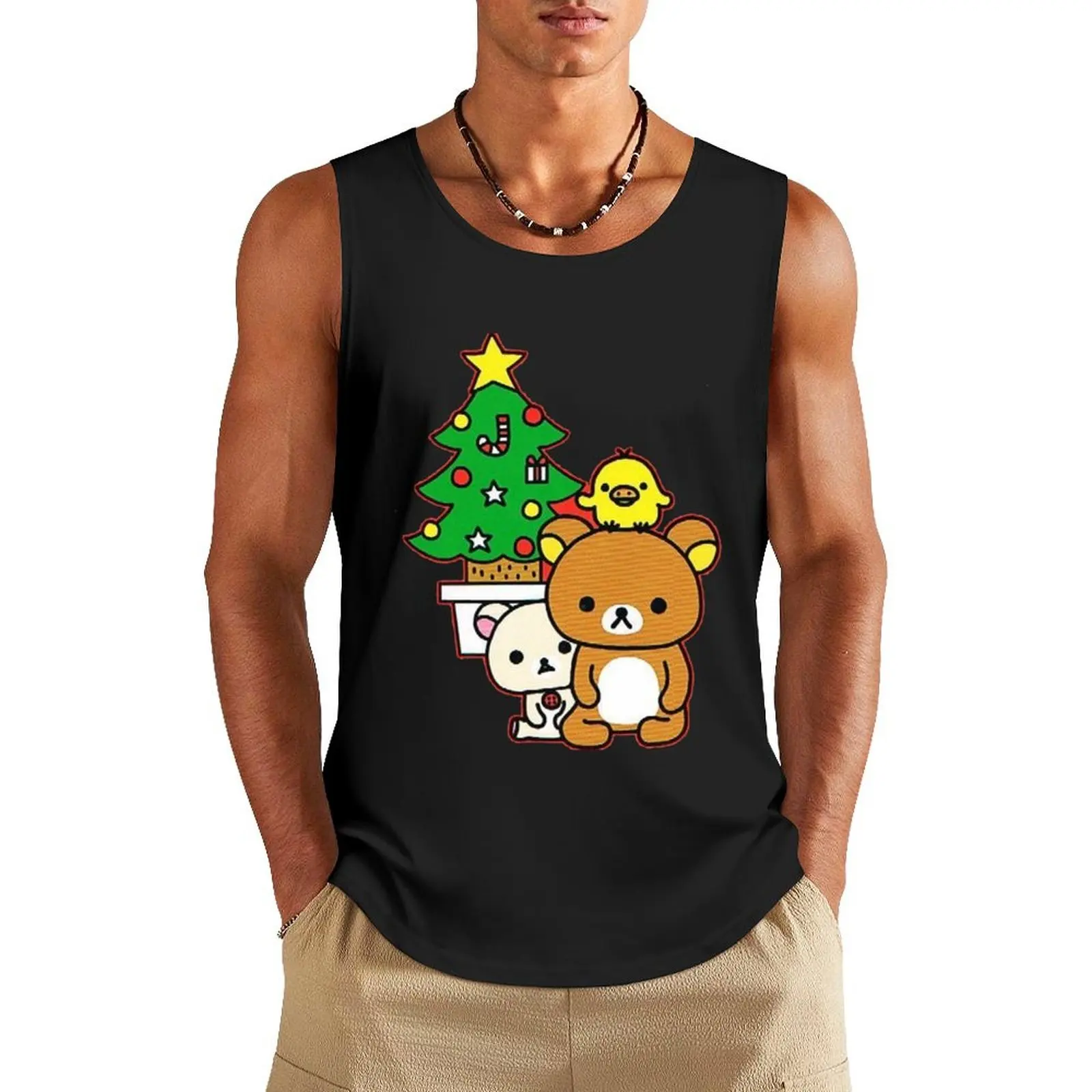 

rilakkuma christmas-Merry Christmas Tank Top T-shirt man anime gym clothes for men gym top