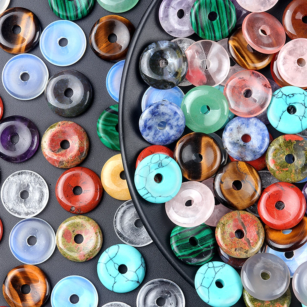 5cs טבעי אבן ירוק aventשתן ורד קוורץ אמתיסט חור אופאל חור גדול עציסט להכנת אביזרים מתנה