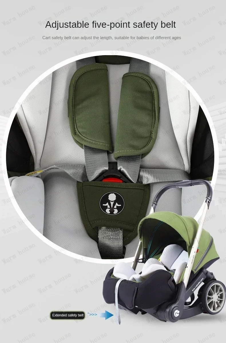 4-in-1 Multifunktionaler Kinderwagen Faltbar mit Autositz Tragbarer Babywagen EU-Lagerbestand 3-in-1 Kinderwagen – Detail 24
