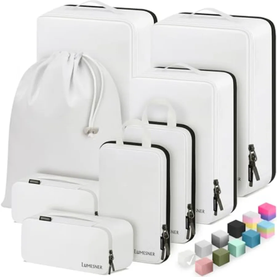 

8 Set Compression Packing Cubes for Travel Waterproof Luggage Organizers Suitcase Organizer Set for Carry-On Checked Baggage Tr