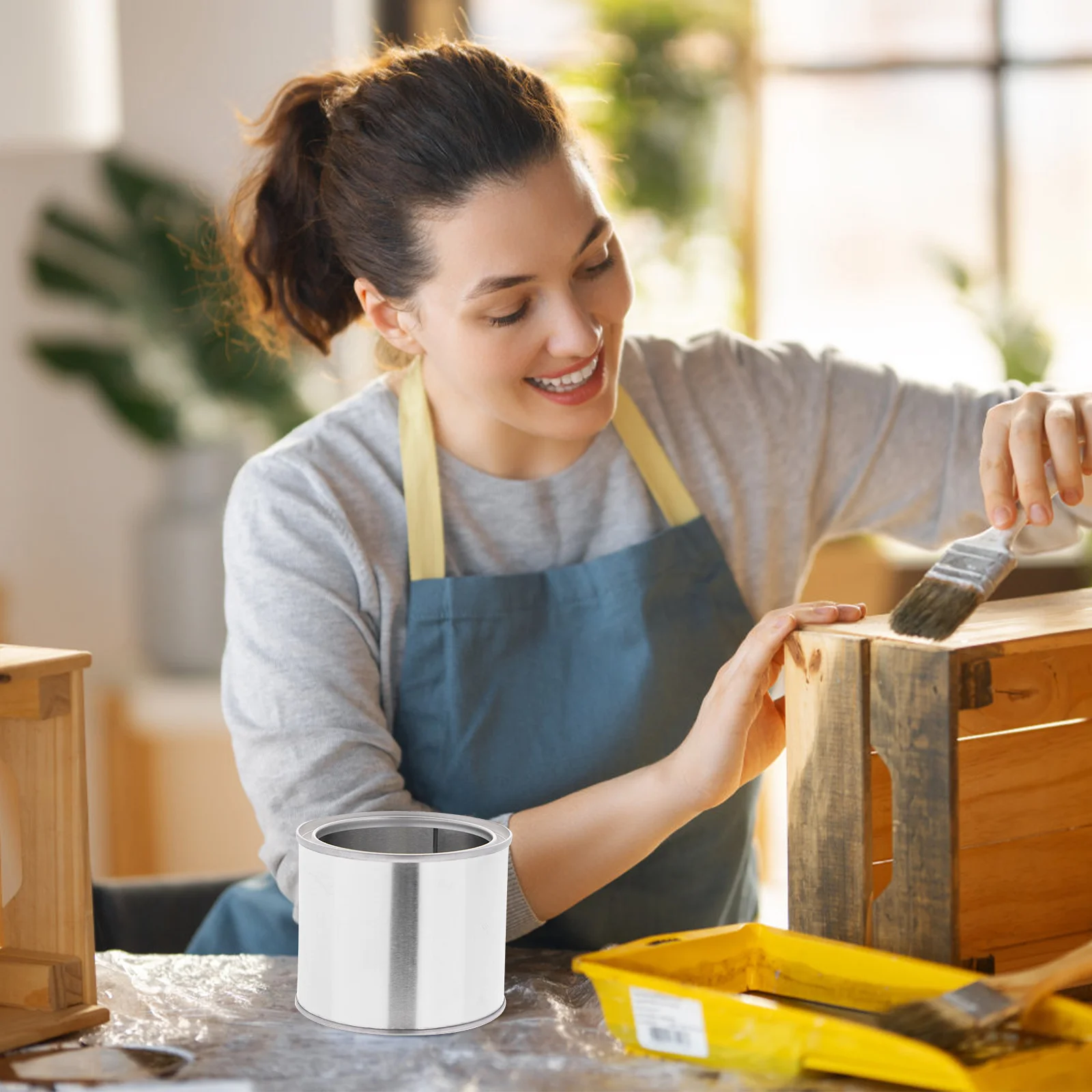 8PCS Paint Mixing Iron Can Round Metal Oil Paint Cans Portable Printing Ink Storage Can Practical Paint Storage Can Sturdy Oil I