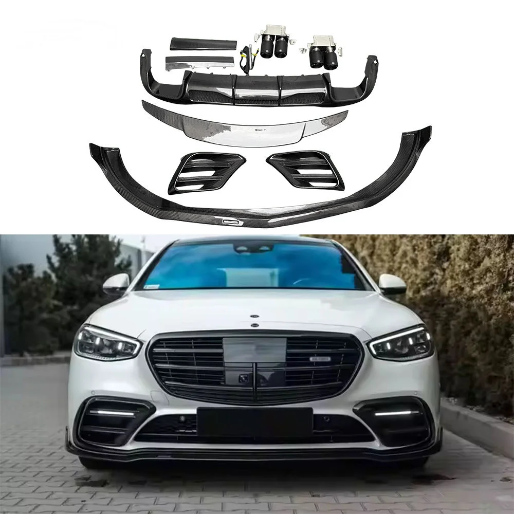 Premium Bespoke Facelift Body KitYOMDO W223 B Style Real Carbon Fiber Front Lip Rear Diffuser Trunk Spoiler Front Lamp Vent For