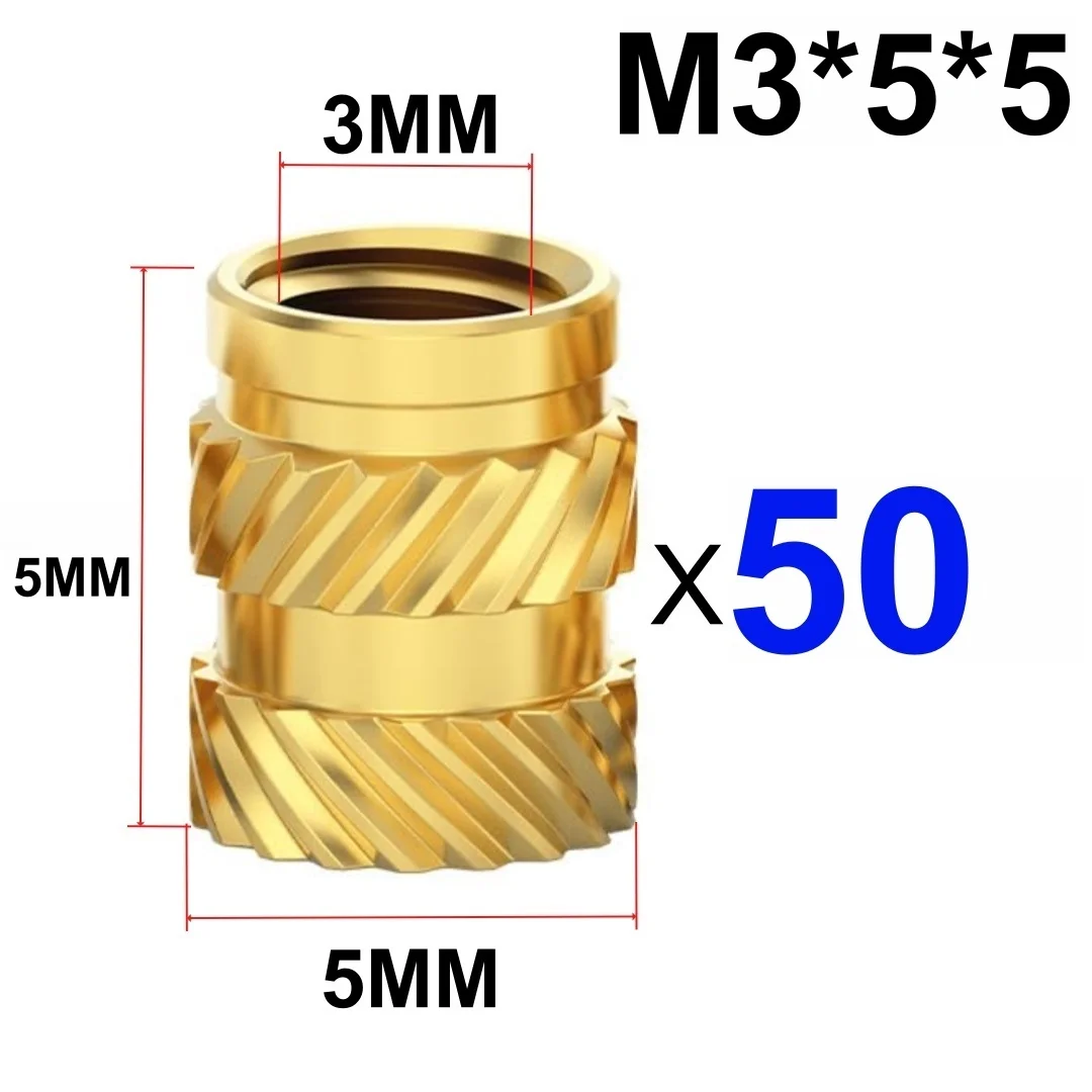 50/100 Stuks Warmte Insert Inbedding Moer M3 M4 M5 Schroefdraad Gekartelde Messing Moeren Voor 3D Printer Voron 2.4 En anderen - afbeelding 1