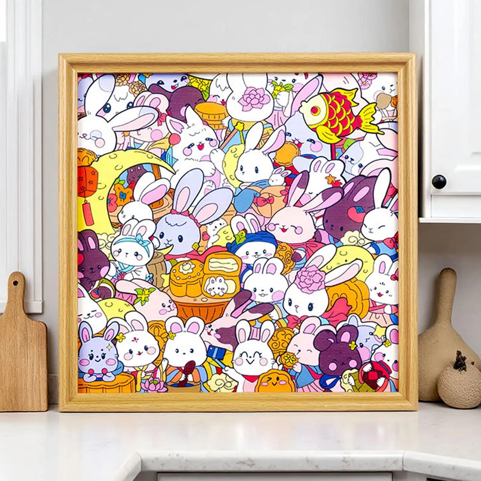 Juego de rompecabezas con marco de imagen de conejo, manualidades pintadas a mano para colorear, juegos de rompecabezas para niños de 6 a 12 años, niños y niñas en edad preescolar