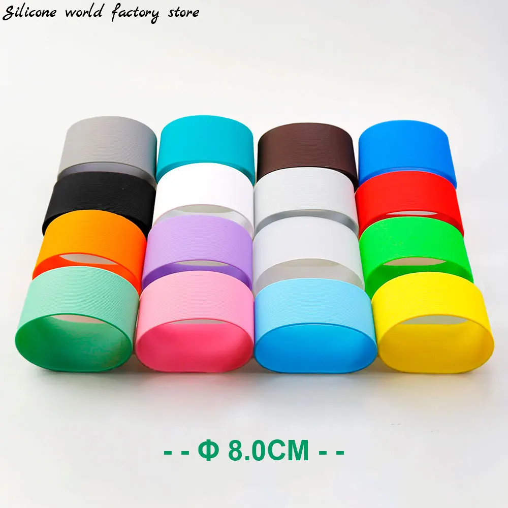 16 Colors 8.0CM Threaded Silicone Cup Cover 80MM Cup Sleeve Protective Cover Non-slip Heat Insulation Coffee Cup Cover