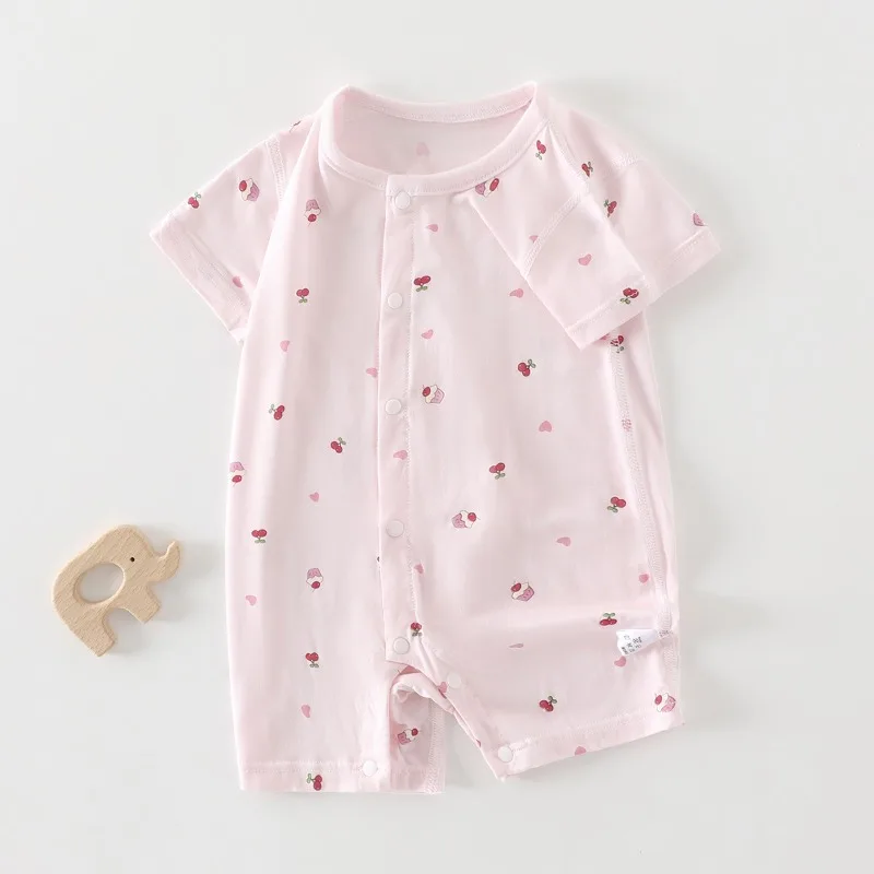 Bellbell Summer Kids Girls Rompers Thin Breathable Infant Babys Girls Cool 6M-2Y Jumpsuits Cartoon Print Little Girls Bodysuits