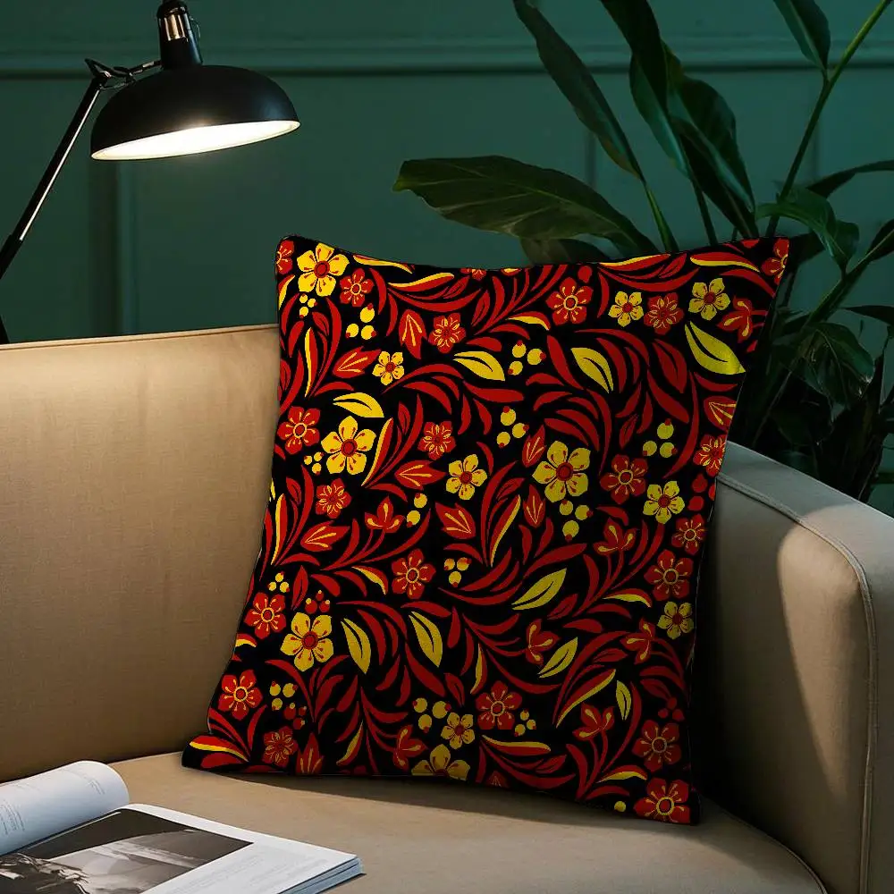 Наволочка с украинским народным узором, короткая плюшевая наволочка с принтом, квадратная наволочка, диван, домашний декор