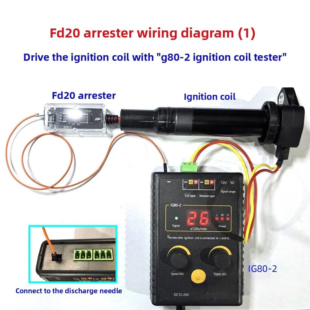 /IG80 /Ignition /Coil Tester FD20 Discharger 25kV 30kV Spark For Automotive Motorcycle Truck High Voltage Leakage Detection Tool