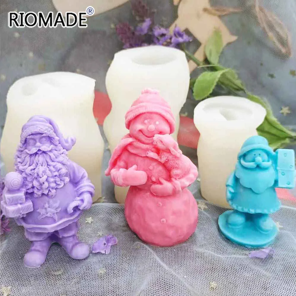 3d Santa Claus Snowman Model Baking Tool Silicone Mold Aromatherapy Candle Plaster Diy Epoxy Resin Christmas Handmade