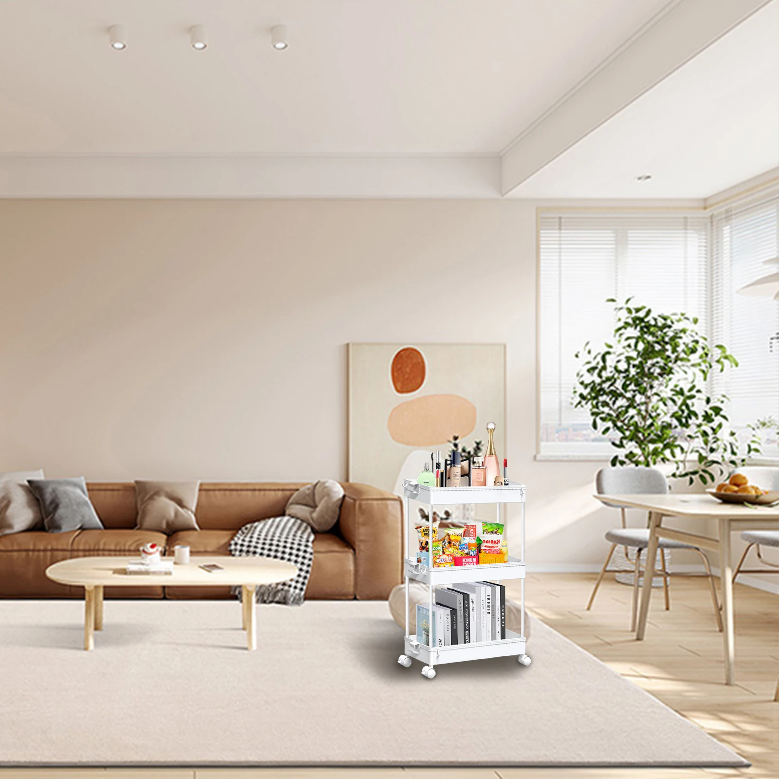 Ultra-thin Rolling Storage Car, Adjustable Three-layer Storage Car, Versatile And Easy to Install, Stable and Flexible