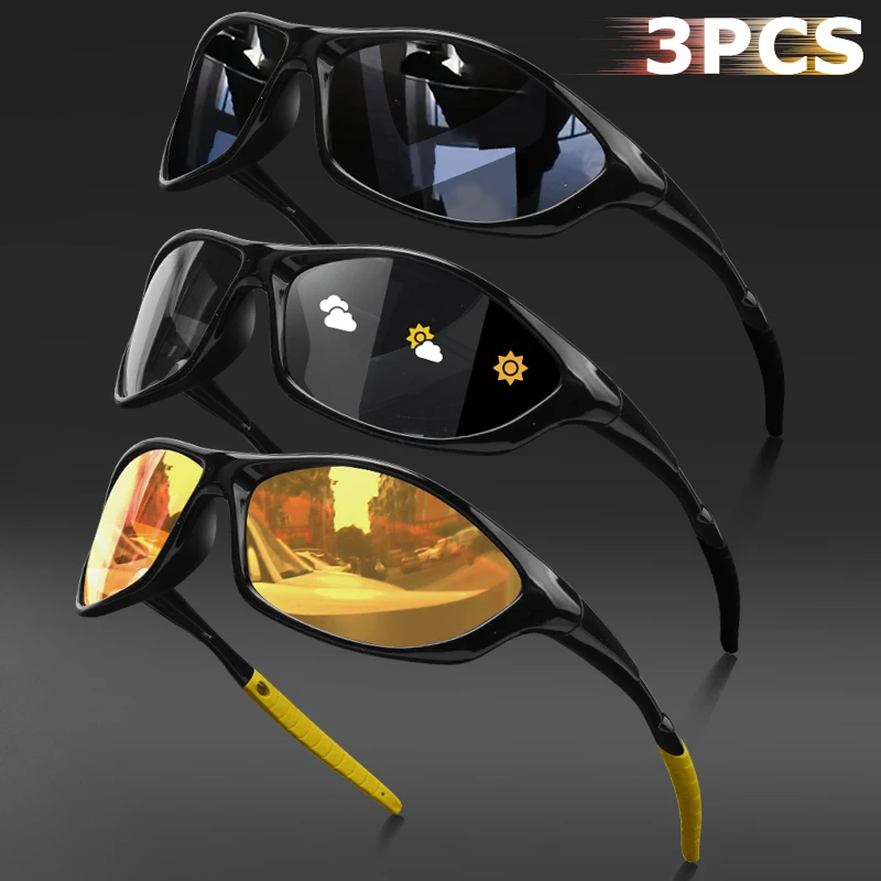 1pcs/3pcs Polarized Sports Sunglasses for Men Women, Unbreakable Anti-Glare Cycling Running Fishing Driving Sun Glasses UV400