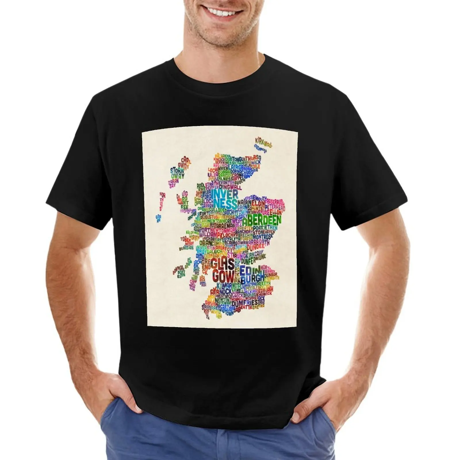 

Scotland Typography Text Map T-Shirt cotton graphic tees graphic t shirts anime t shirts cute tops shirts men graphic
