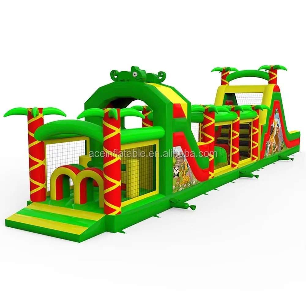 Commercial Inflatable Obstacle Course Kids Fun Run Jumping Castle Slide Combo Challenge Race Game for Party Rental