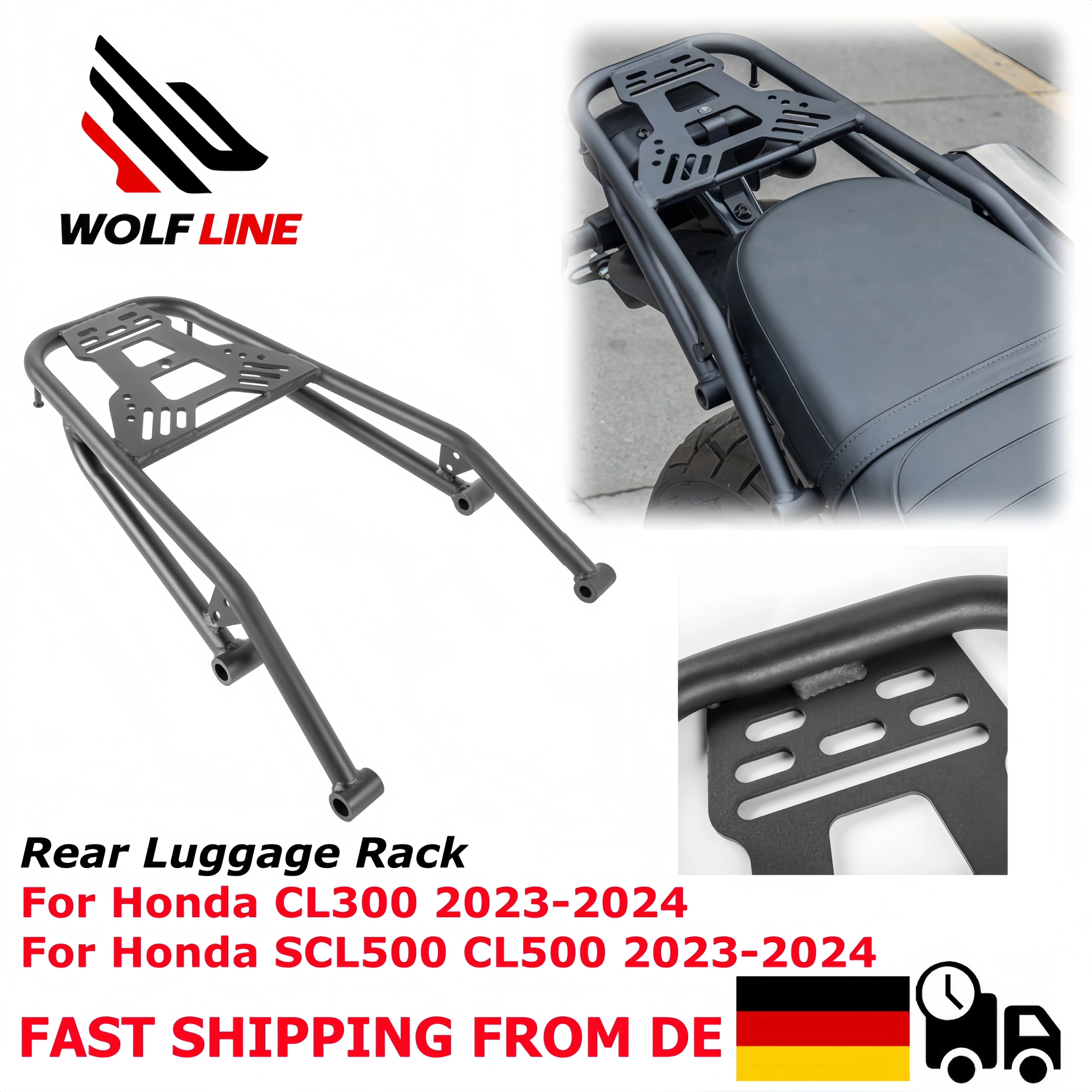 WOLFLINE Heckgepäckträger für Honda CL300 2023-2024 für SCL500 CL500 Heckgepäckhalter Cargo-Halterung Kofferträger