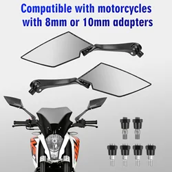 8/10mm 360° Motorcycle Diamond Shape Rear View Side Mirror Carbon Fiber Car Accessories