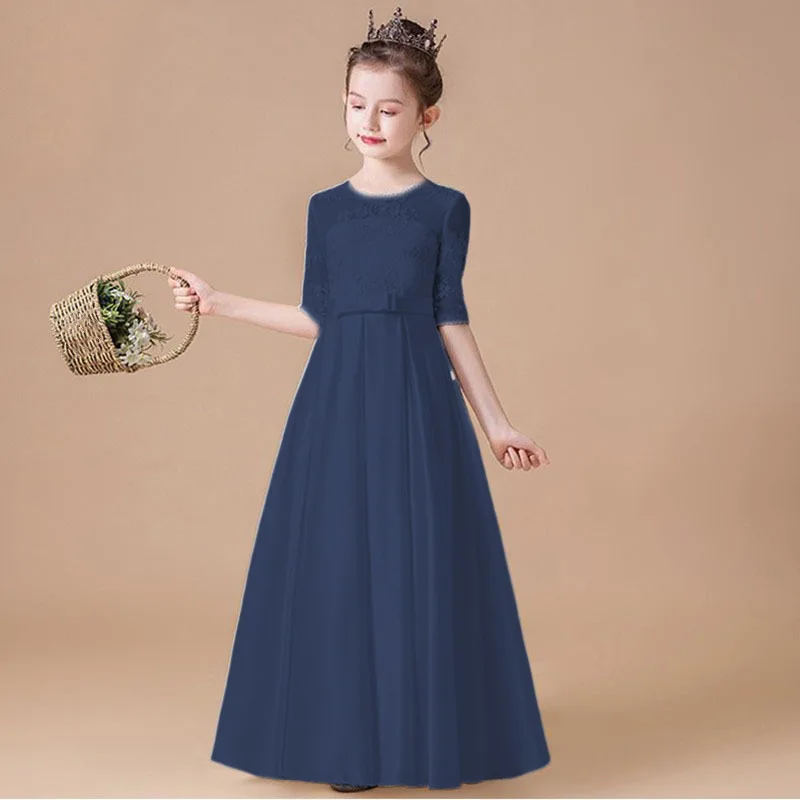 Children Birthday Party Princess Dresses Wedding Banquet Flower Girl Elegant Gowns Piano Performance Formal Solid Long Dress