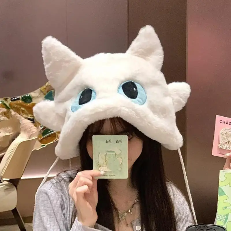 Anime Plush Hat Kawaii Girl Surrounding Ear Protection Hat Decorate Cartoon Thickened In Winter Keep Warm flying dragon Gift