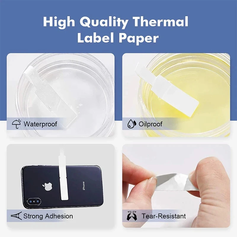 NiiMbot B1/B203 B21/B3s Label Printer Waterproof Anti-Oil Tear-Resistant Price Tag White/ Cable/Color/Round Thermal Label Paper