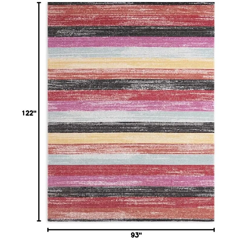 Miller New York Patio Sofia Estelle Innen-/Außenbereichsteppich, Rot/Rosa, 7'9"x10'2" Rechteck