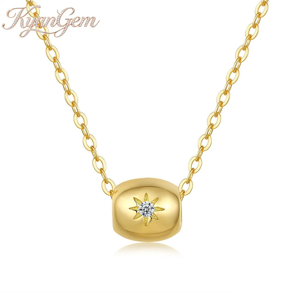 KyanGem Women's Road-to-Success Transforming Bead Pendant 18K Gold set with Moissanite Necklace Charm Jewelry