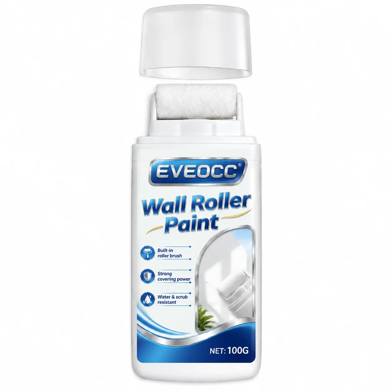 EVEOCC Wall Repair Paint Roller Type Strong Cover Hide Wall Marks Water & Scrub Resistant Home Renovation