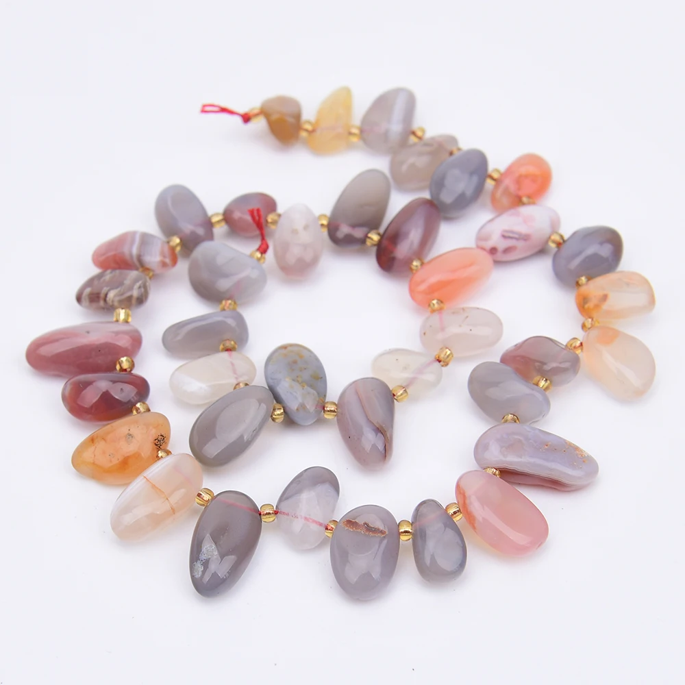 

APDGG 2 Strands Natural Botswana Sardonyx Agate Top-drilled Tear Loose Beads Strands 15" Jewelry DIY