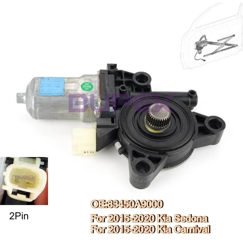 BUPEK Rear Left Power Window Motor for 2015-2020 Kia Sedona Carnival Exact Fit Electric Glass Regulator High Quality 83450A9000
