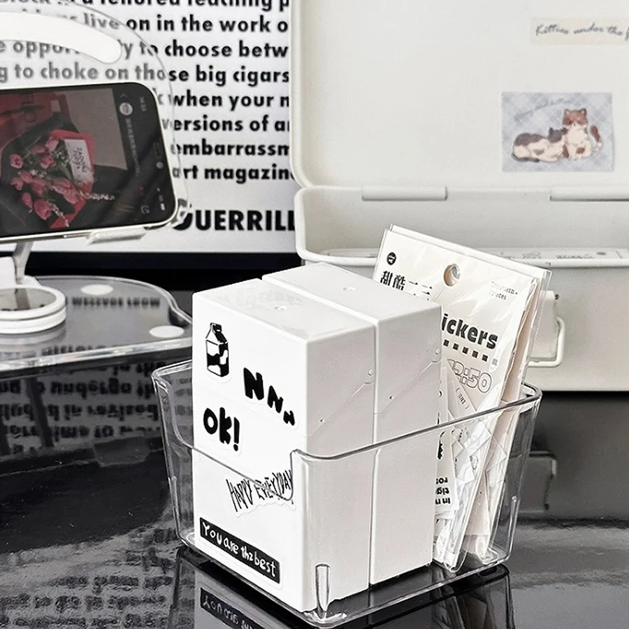 Sharkbang Neuankömmling L/S Flip Box, weiße Postkarten-Aufbewahrungsbox, Desktop-Organizer-Halter für den Alltag, DIY-Boxen – Detail 12