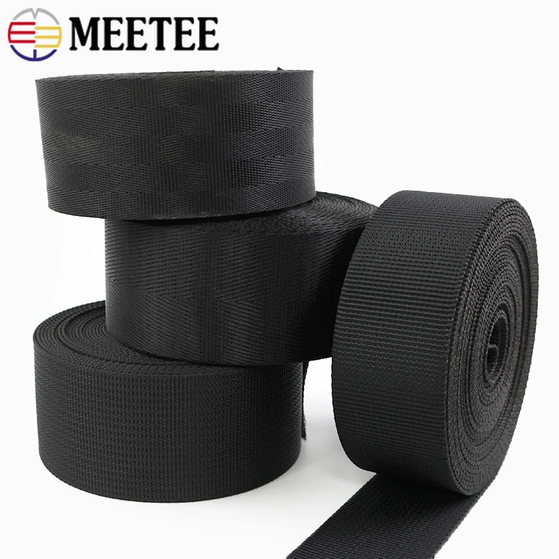 

2/5M Meetee 20-50mm Black Nylon Webbing Strap Ribbon Band for Car Seat Belt Dog Collar Bias Binding DIY Bag Sewing Accessories