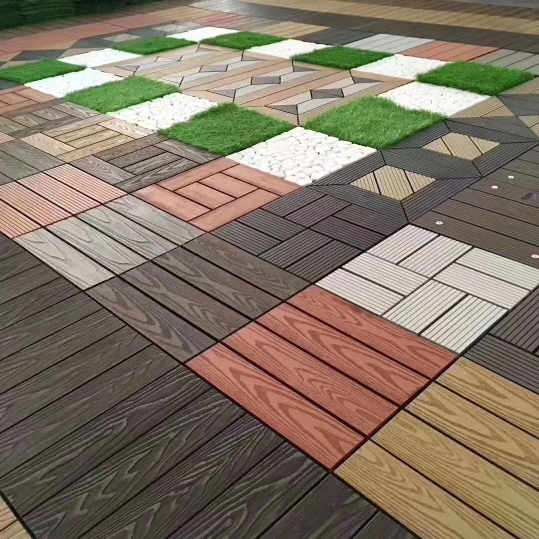 Piso de madera laminado de madera de la baldosa de cubierta cuadrada entrelazada impermeable WPC