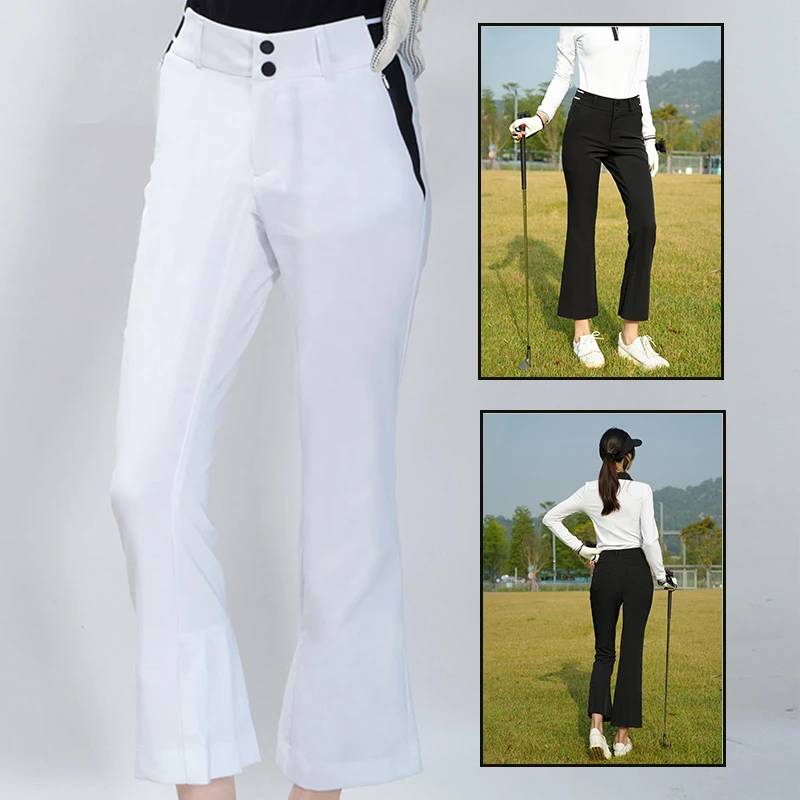 Golfist Spring Golf Women Flared Pants Pleated Slim Sports Pants High Waist Breathable Golf Trousers Ladies Leisure Sweatpant