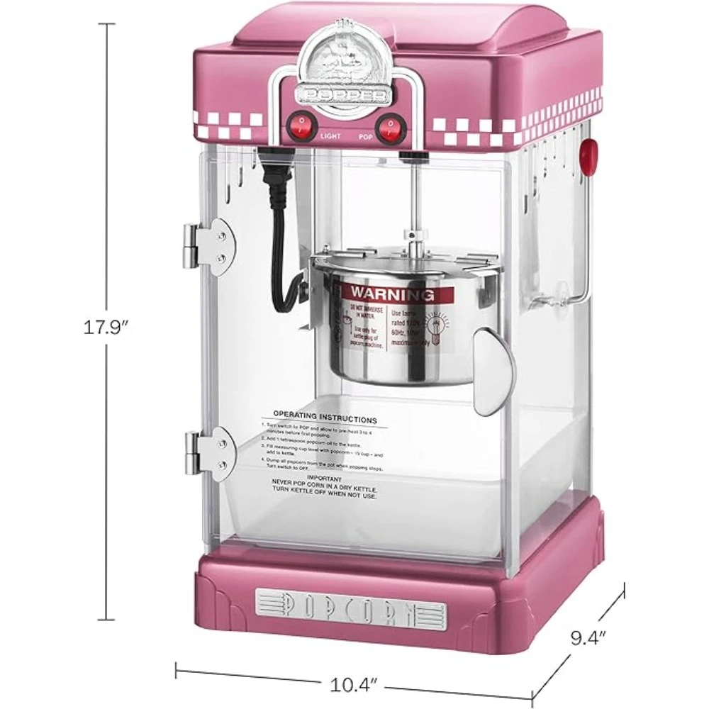 Popcorn Machine 2.5 Ounce, Movie Hot Buttered Popcorn, Tabletop Kettle Popcorn Popper Machine