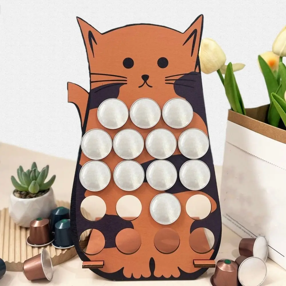 

Modern Wooden Cat Coffee Pod Holder Multi-Tier Space-Saving Coffee Bar Organizer Unique Coffee Stand For Home Kitchen Coffee Bar