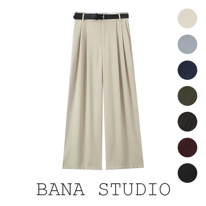 

Широкие брюки с высокой талией Fem Tall длиной до пола, брюки West с поясом, длинные брюки с прямыми штанинами для поездок на работу Sle OL Sle