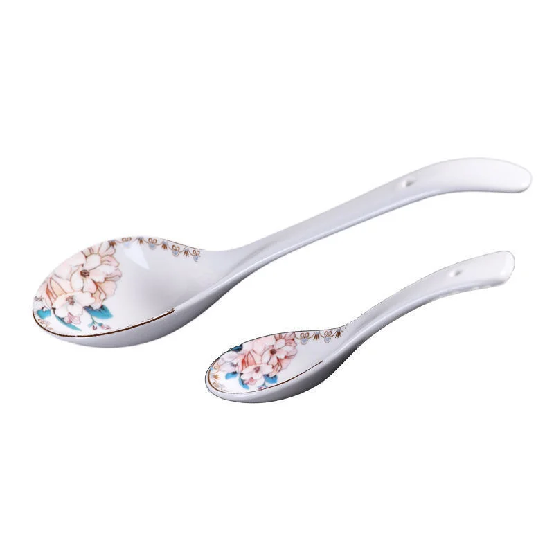 3PC Ceramic Spoon Anti-scald Household Eating Spoon Dessert Spoon Rice Spoon Cute Hotel Restaurant Spoon High-end Tableware