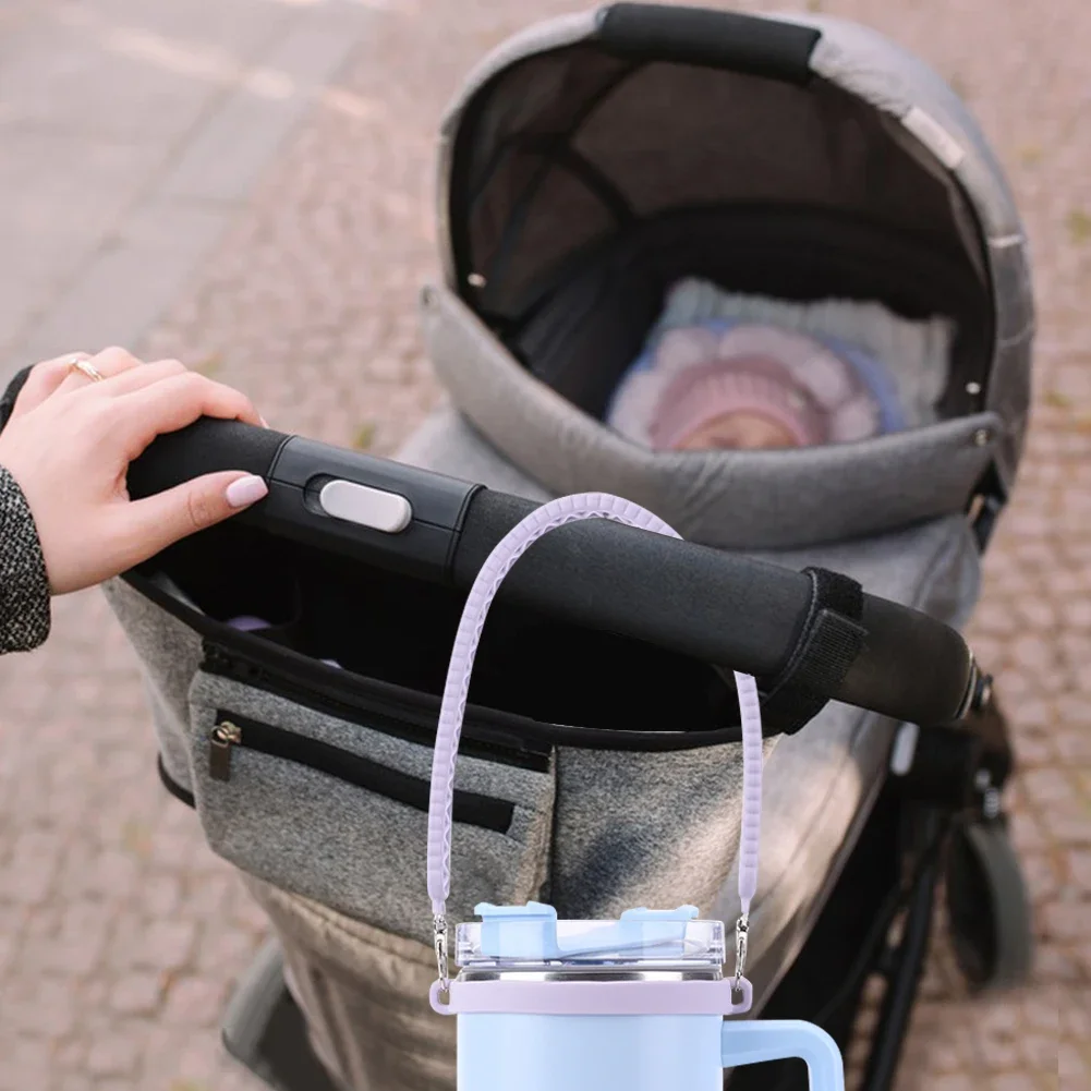 مقبض زجاجة مياه من السيليكون حزام كتف قابل للتعديل يناسب معظم زجاجات المياه بوزن 8-40 أونصة لملحقات كوب ستانلي #5