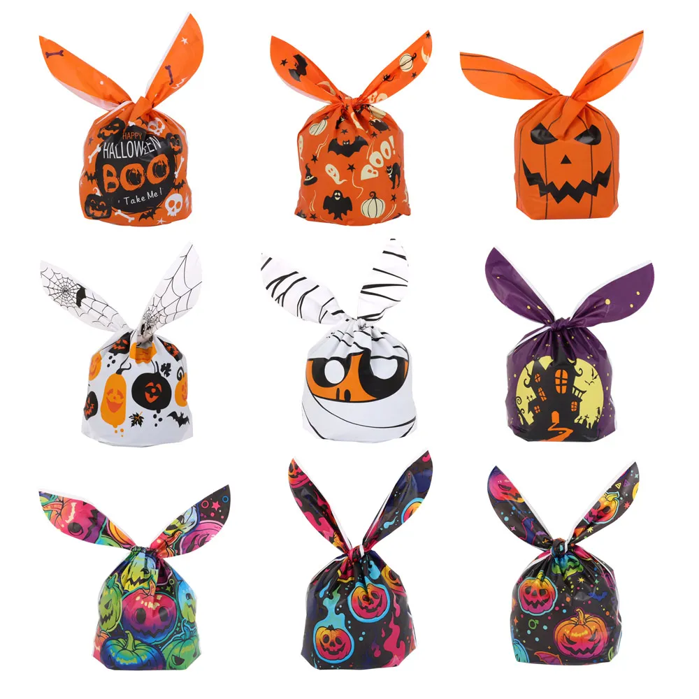 50 sztuk Halloween torebki na cukierki dynia duch czaszka kartonowe torby na uszy herbatniki przekąska pieczenie materiały do pakowania prezenty dla dzieci hurtownia