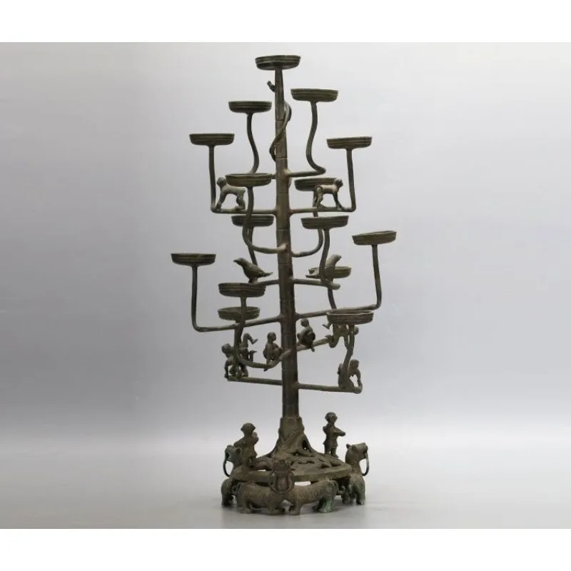 Bronze antique ornaments, Warring States lamps, fifteen consecutive lamps, tree-shaped copper lamps, film and television props