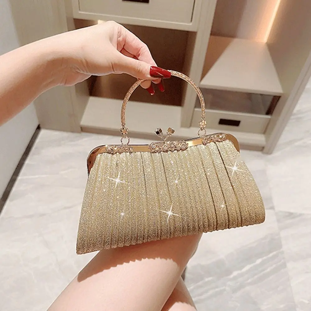 Gold Sequin Evening Bag Women Elegant Fashion Banquet Clutch Chain Shoulder Bags Luxury Purse Female Wedding Party Handbags