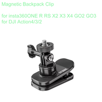 Magnetic Backpack Clip For Dji Action 4/3/2 Insta360 One R RS X2 X3 X4 GO2 GO3 Flat Fixed Bracket Clamp Mount Holder Camera Part