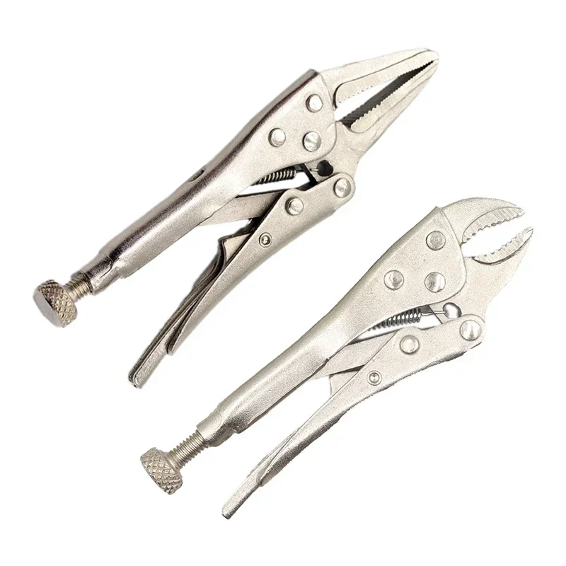 2pcs/lot 4 inch and 5 inch Locking pliers round nose Straight Jaw Welding Tool Straight Jaw Lock Mole Plier Vice Grips Pliers