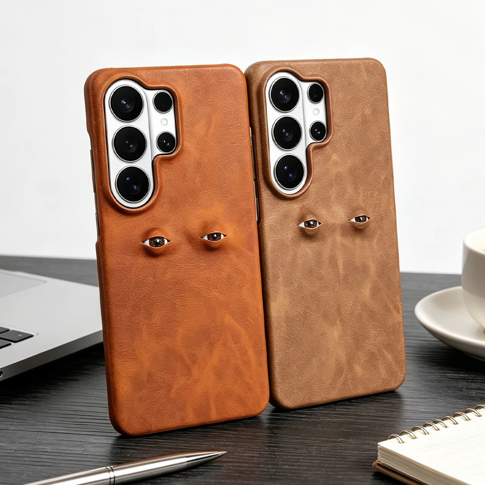 Personalized Eye Skin Leather Phone Case For Samsung Galaxy S26 Ultra S25 Edge S24 Plus S23 S22 S21 FE A37 A57 Back Cover Case