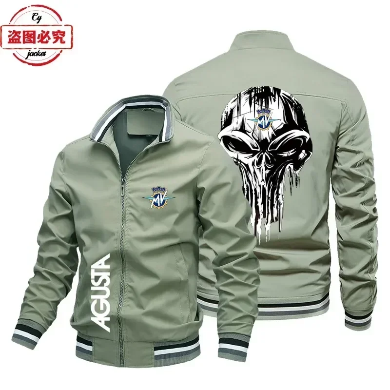 European size MV Agusta Motorcycle Logo Motorcycle Jacket Loose Long Sleeve Men's Top Stand-Up Jacket Group Racing Suit