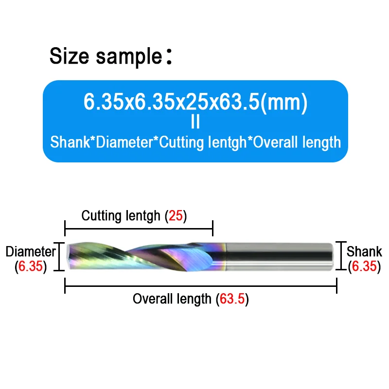 1pc Tungsten Carbide DLC Coating Single Flute End Mill  3.175 4 6 6.35mm 1F Spiral Router Bit CNC Milling Cutter for Aluminium